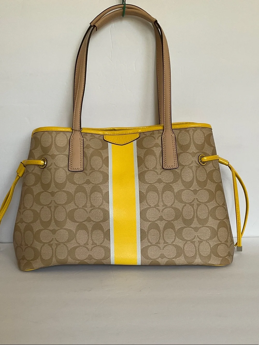 Coach Yellow and Tan Signature Tote